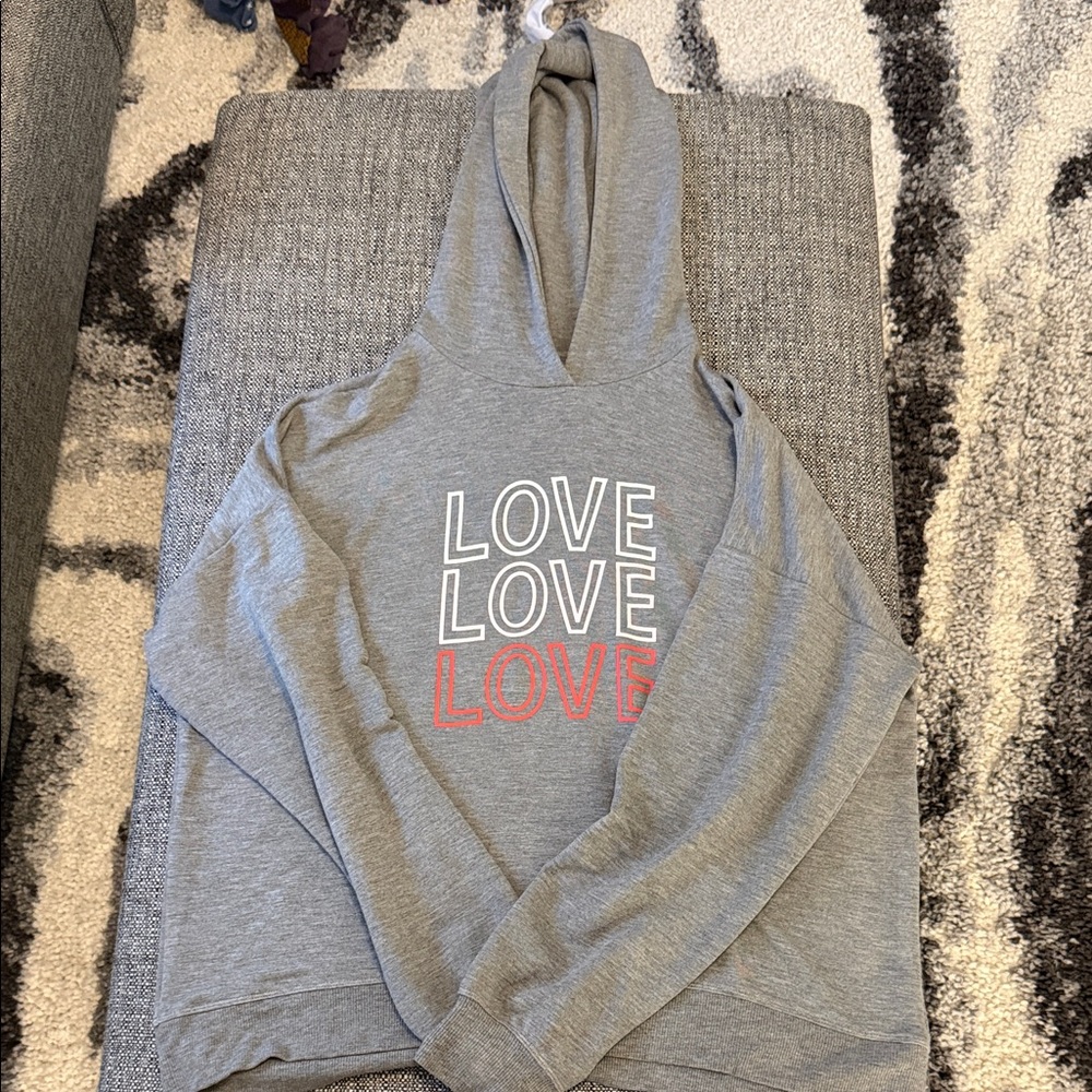 Marled Gray Hoodie with Love Graphic